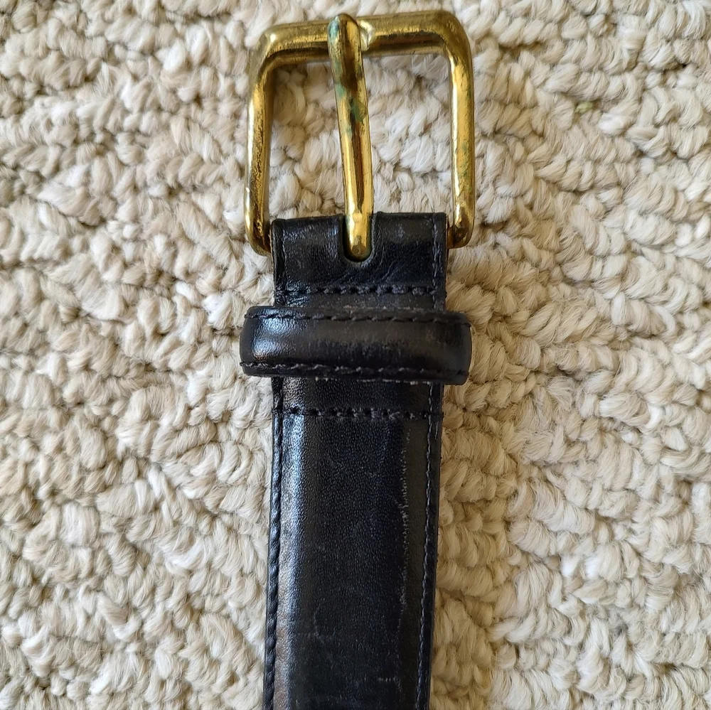 Vintage Coach Men's Leather Belt With Brass Buckle Black Made In USA Size 40
